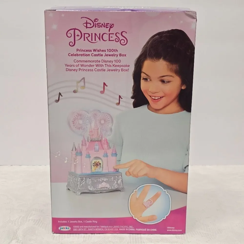 DISNEY Princess Wishes 100th Celebration Castle Jewelry Box Light Fireworks NEW